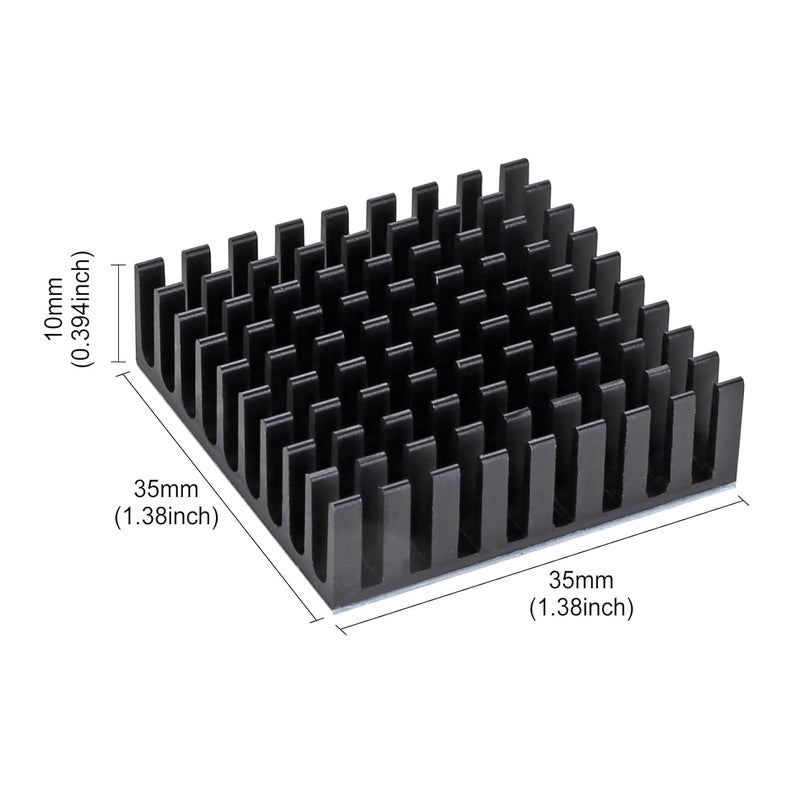 Manesi 6PCS Heat Sink 35x35x10mm / 1.38x1.38x0.39 inch Aluminum Small Heatsink with Double Sided Thermal Tape for CPU IC LED Board Cooler for Cooling Stepper Motor TEC1-12706 Peltier Module - Image 3